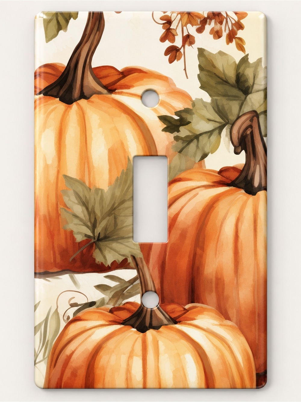 Handmade Watercolor Pumpkin Fall Toggle Light Switch Cover Plate